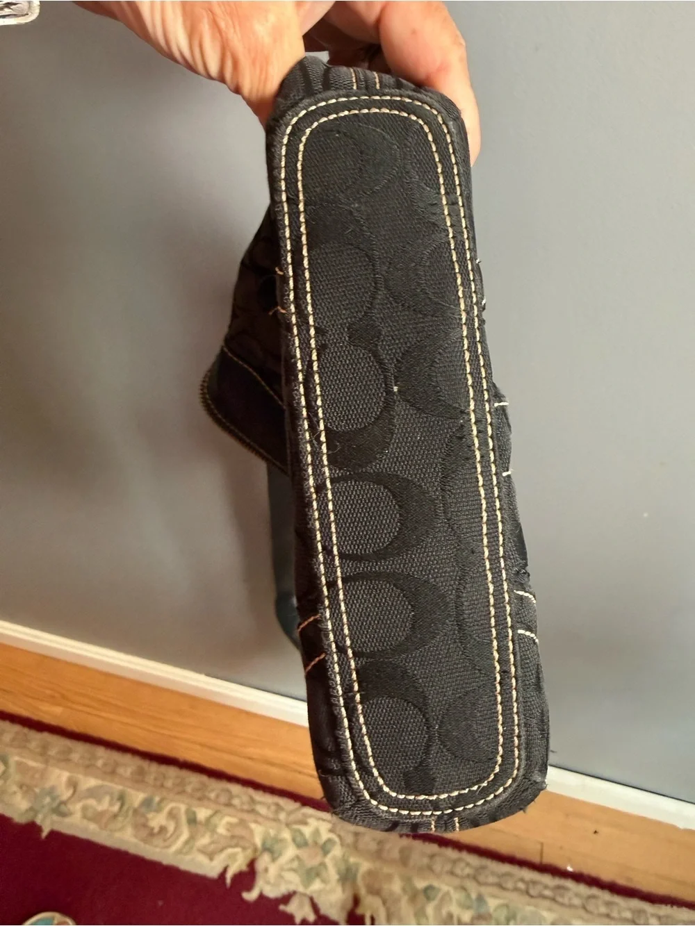 Coach 10402 Signature Jacquard Canvas Leather Black Crossbody Shoulder